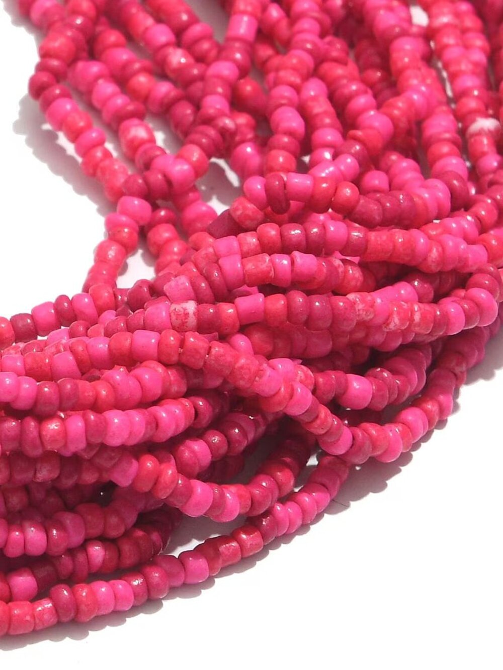 Fuchsia Seed Beaded Multi Layered Necklace 20-22 inches in Goldtone - NEW - Picture 3 of 4